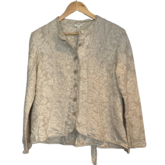 J. Jill Off white printed jacket linen blend EUC M - Picture 1 of 7